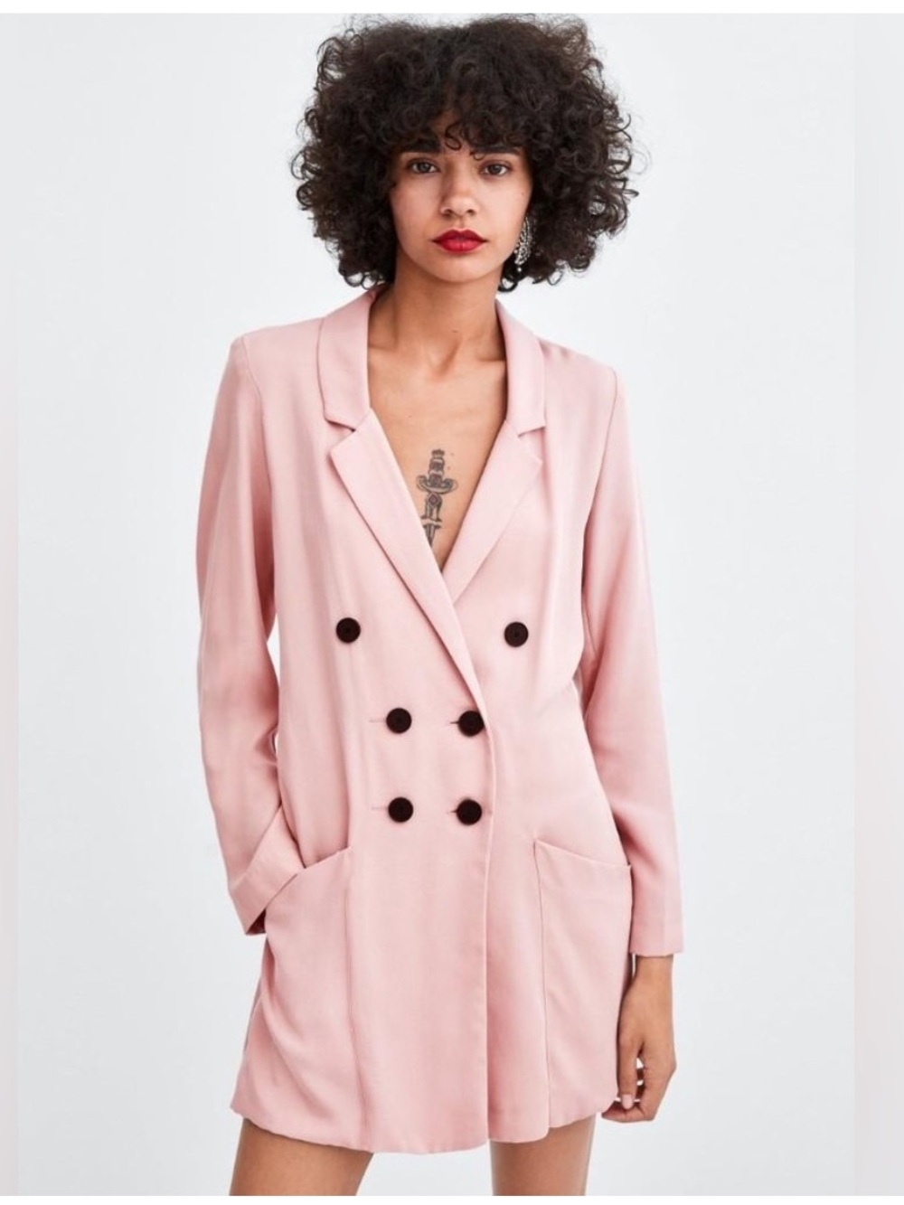 Zara Double-Breasted Pink Blazer skort romper
